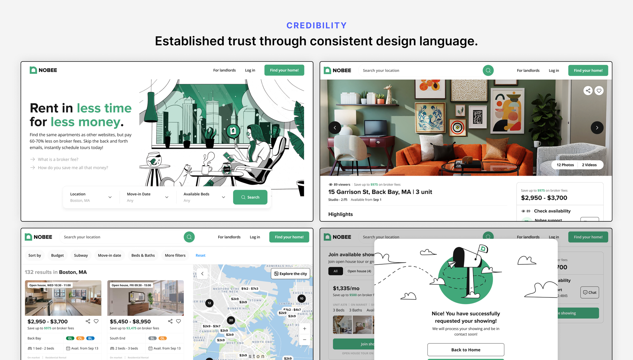Consistent design language across Nobee screens