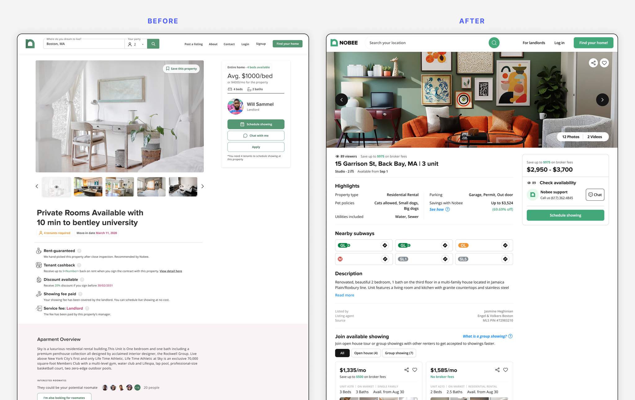 Property page, before and after