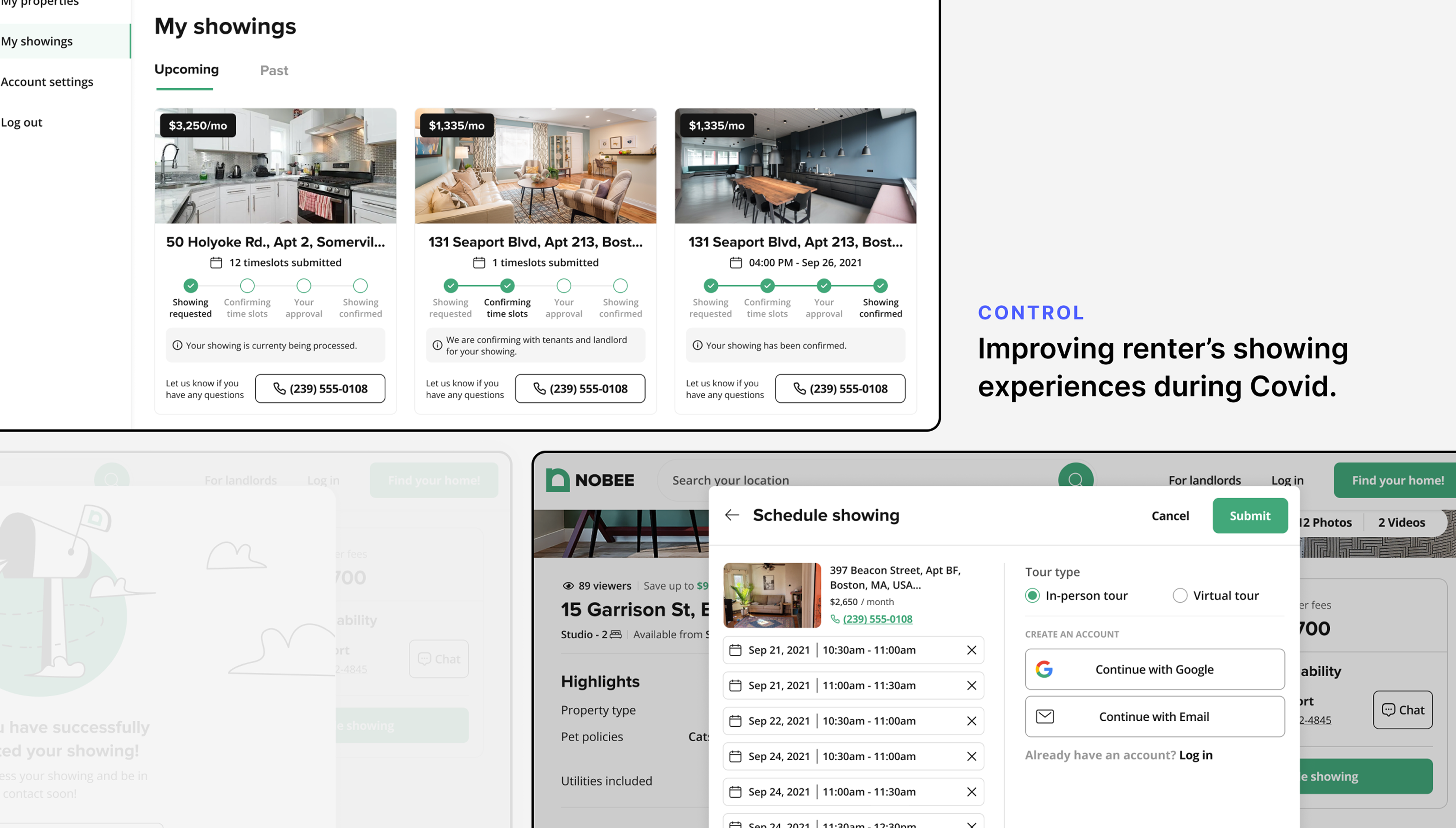Covid-safe showing experience