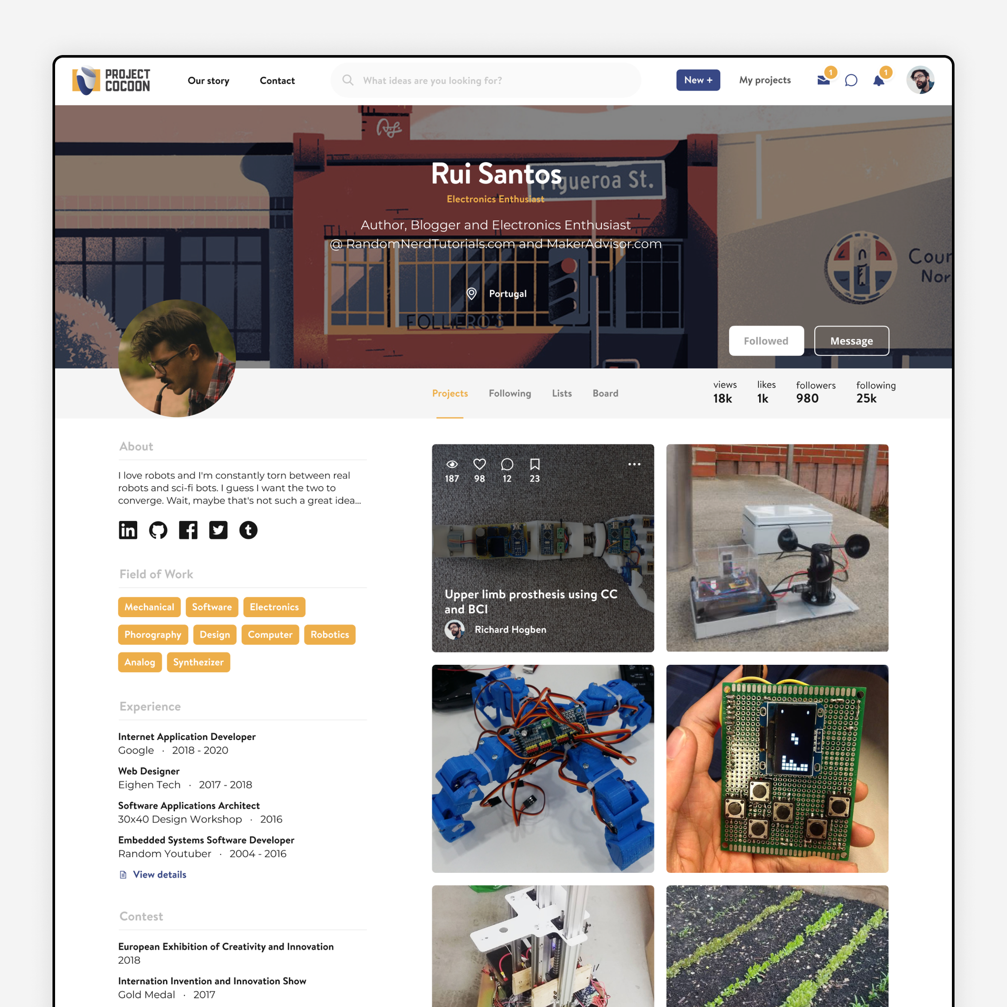 Engineer profiles and project boards